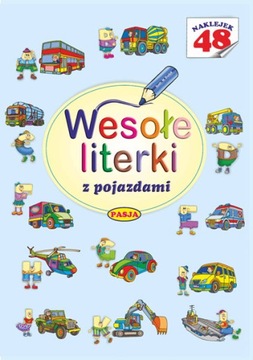 Wesołe literki z pojazdami. Naklejki.