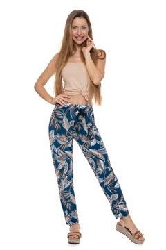 БРЮКИ ЖЕНСКИЕ ЭЛАСТИЧНЫЕ ПРЯМЫЕ, ЛЕТНИЙ УЗОР MORAJ XXL