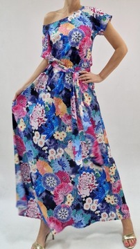 Maxi elegancka sukienka koktajlowa w kwiaty ,mandale roz.48 (34-54)