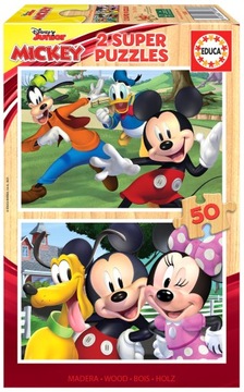 Educa Puzzle 2 x 50 Myszka Miki i przyjaciele drewniane