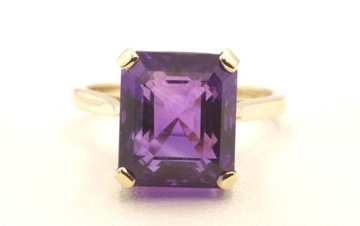 ZŁOTY PIERŚCIONEK RETRO VINTAGE AMETYST 6,0 CT