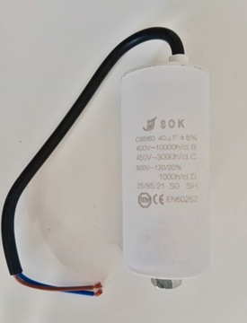 Kondensator rozruchowy do silnika 40 uF z kablem