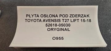 DESKA KRYT POD NÁRAZNÍK TOYOTA AVENSIS T27 FACELIFT 15-18 ORIGINÁLNÍ 52618-05030