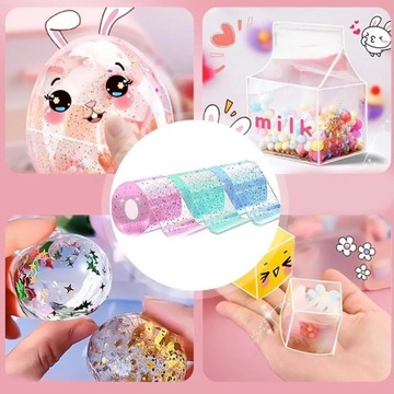 1 Set 300CM Nano Tape Bubble Toy with Straw Charm Sticker Inflator Tweezer