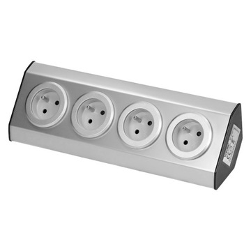 Gniazdo meblowe blatowe narożne 4x230V inox