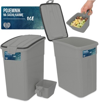 Pojemnik SUCHĄ KARMĘ PSA KOTA 16l Pudełko PRZECHOWYWANIA KARMY Psów Miarka