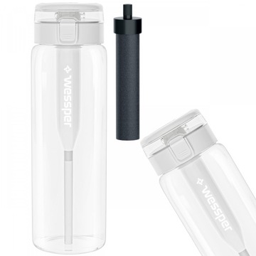 Szklana butelka filtrująca Wessper ActiveMax 0,68l przezroczysta + 1x WKŁAD