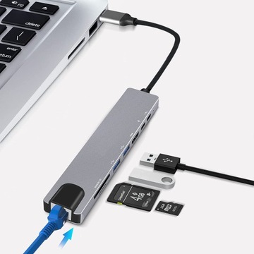 АДАПТЕР КОНЦЕНТР 9-в-1 USB-C HDMI RJ45 Ethernet SD