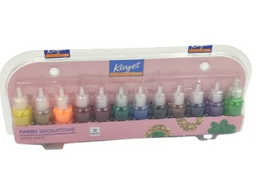 Farby brokatowe dla dziecięcej twórczości 12 sztuk tubki 18ml glitter paint