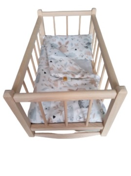 KOŁYSKA DLA LALEK DREWNIANA DLA LALKI +POŚCIEL 3EL