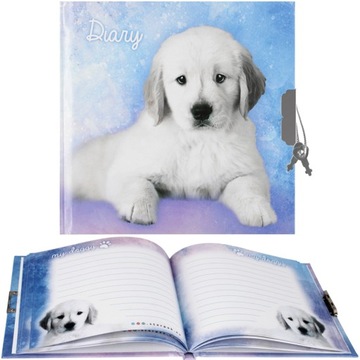 PAMIĘTNIK ZAMYKANY NA KLUCZYK PIESEK PIESKI NOTES