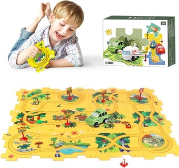 TOR WYŚCIGOWY OGRÓD Dinozaur PUZZLI TRACK 25 ELEMENTÓW GRA LOGICZNA