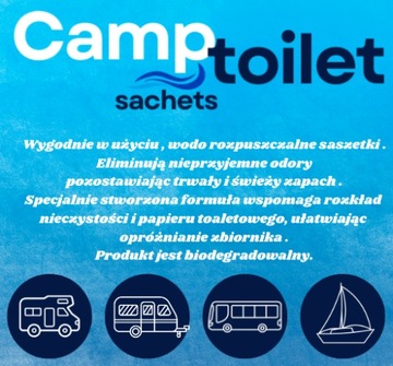 НАБОР пакетиков CAMPTOILET для туристических туалетов 10 ШТ + БУМАГА 8 РОЛИКОВ