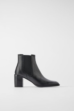 ZARA 41 NOWE czarne 100% SKÓRA NATURALNA botki