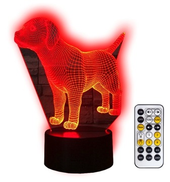 PIES LAMPKA NOCNA 3D LED + PILOT