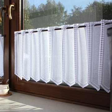 Zazdrostka Biała Nowoczesna Żakardowa Firanka Do Kuchni wysokość 70 cm