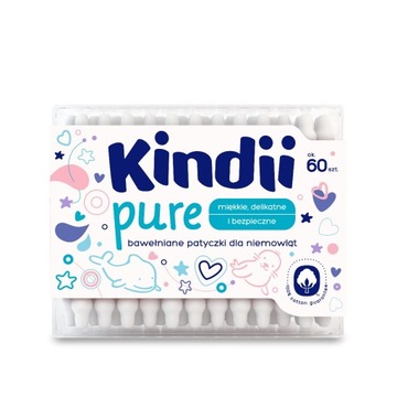 Kindii bawełniane patyczki dla dzieci 60 sztuk