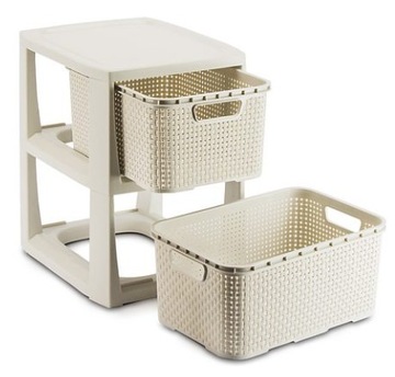 КНИЖНЫЙ ШКАФ, СУНДУК, ПОЛКА ШКАФА С 3 КОРЗИНАМИ, РОТАН БРАНК