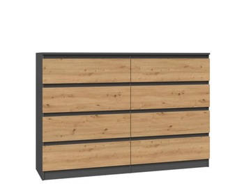NOWOCZESNA KOMODA 140CM SŁUPEK REGAŁ SZAFKA ANTRACYT DĄB ARTISAN KORYTARZ