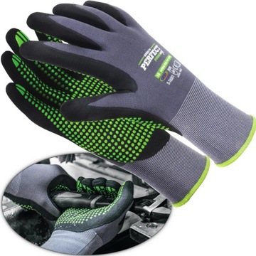 RĘKAWICE NYLONOWE S-NITRILE FLEX PVC DOTS r. 10