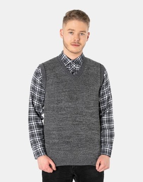 Sweter Męski bez Rękawów Pulower Kamizelka Serdak Bezrękawnik 2900-1 3XL