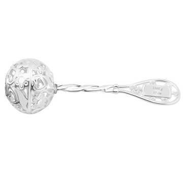 Серебряная погремушка 925 пробы, сувенир на крещение, гравировка