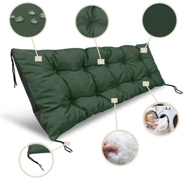 2 садовые подушки 120x40 см для скамейки-качалки из поддона, водонепроницаемые, зеленые