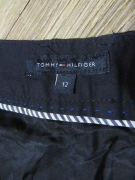 TOMMY HILFIGER damskie krótkie spodenki granatowe w paski 100% wełna_ L