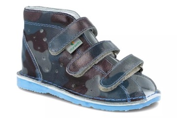 Danielki T105L profilaktyczne buty chłopięce skórzane moro na rzep r. 19