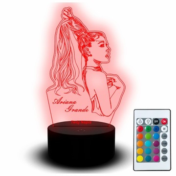 Lampka Nocna Led dla Fanki Fana Muzyka Ariana Grande Grawer 3D Prezent Imię