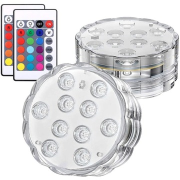 2XBASEN LAMP+PILOT PODWODNE ŚWIATŁA 10LED RGB IP68