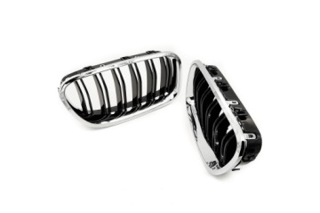 РЕШЕТКА ДЛЯ ПОЧЕК 66SKV187 ДВОЙНАЯ ПОЛОСКА; ЧЕРНЫЙ ХРОМ; БМВ 5 F10 51137261356