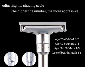 Бритва с лезвиями, регулируемая, металлическая.