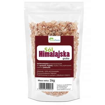 Sól Himalajska GRUBA 1kg RÓŻOWA NATURALNA