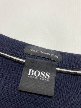 Hugo Boss BLACK cienki granatowy wełniany virgin wool sweter /M