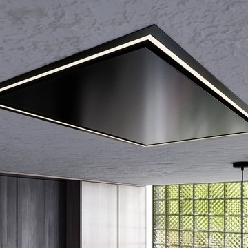 Okap do zabudowy WYSPOWY SUFITOWY 90 cm Globalo ALARIS CZARNY 801m3/h LED