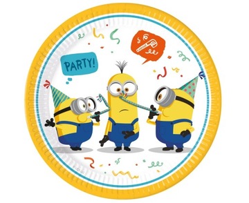 TALERZYKI PAPIEROWE Minionki 8sztuk URODZINY 23cm