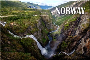 NORWEGIA WODOSPAD HARDANGER KRAJOBRAZ MAGNES MAGNESY NA LODÓWKĘ 03