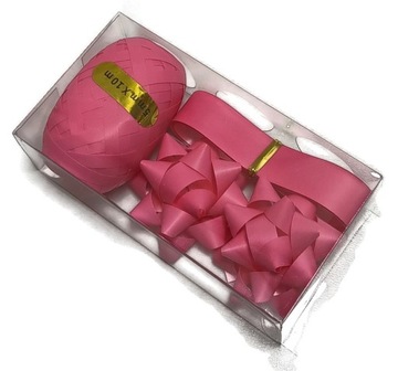 KOKARDKA WSTĄŻKA PREZENTOWA ROZETKA ZESTAW RÓŻOWY