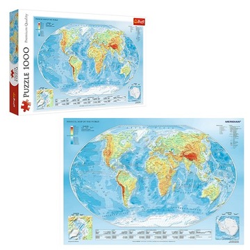 Puzzle 1000 Mapa fizyczna świata Trefl