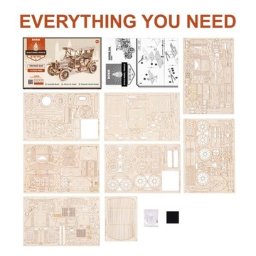 Деревянный 3D-пазл Robotime — ВИНТАЖНЫЙ АВТОМОБИЛЬ — ПОДАРОК ​​MC801