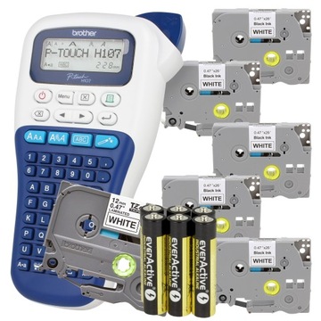 Drukarka Brother PT-H107B + 5 taśm TZE-231 biał/cz