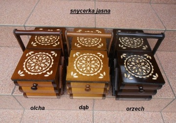 NICIARKA rzeźbiona - DREWNO - na nici - KUFEREK