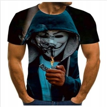 MĘSKA KOSZULKA T-SHIRT nadruk 3D ANONYMOUS