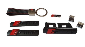 EMBLEMAT LOGO S-LINE AUDI ZESTAW S-LINE CZARNY MAT