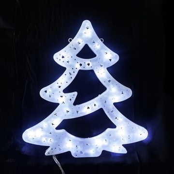 CHOINKA 40 CM WITRAŻ OZDOBA ŚWIĄTECZNA LAMPKI LED ZIMNO BIAŁA PROGRAMATOR