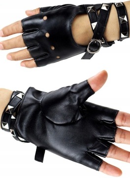 Черные кожаные перчатки, целующиеся панковские варежки.