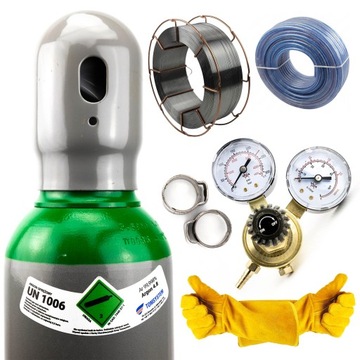 ZESTAW - MIX BUTLA GAZOWA GAZ 8L PEŁNA 150 BAR (ARGON + CO2) + DODATKI