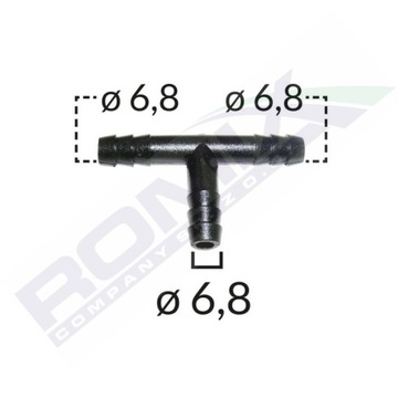 Trójnik uniwersalny spryskiwaczy fi 6,8 mm x5szt