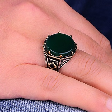 Refined 925K Jade Stone Silver Men's Ring | Sleek Unique Design